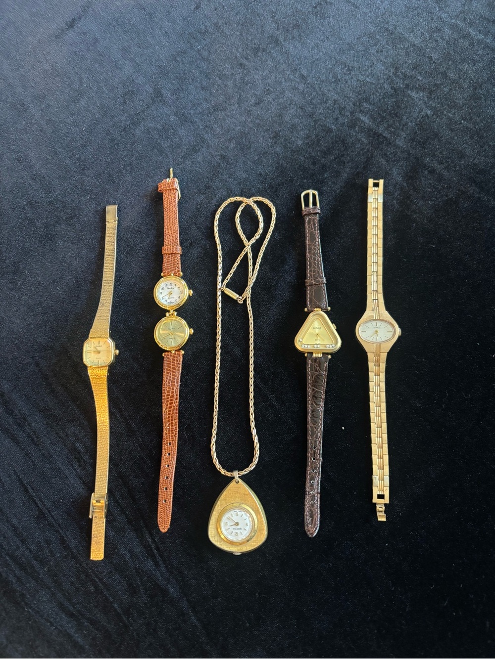 Gold and Brown Women's Watch Necklace Set - Classic Mixed Metals